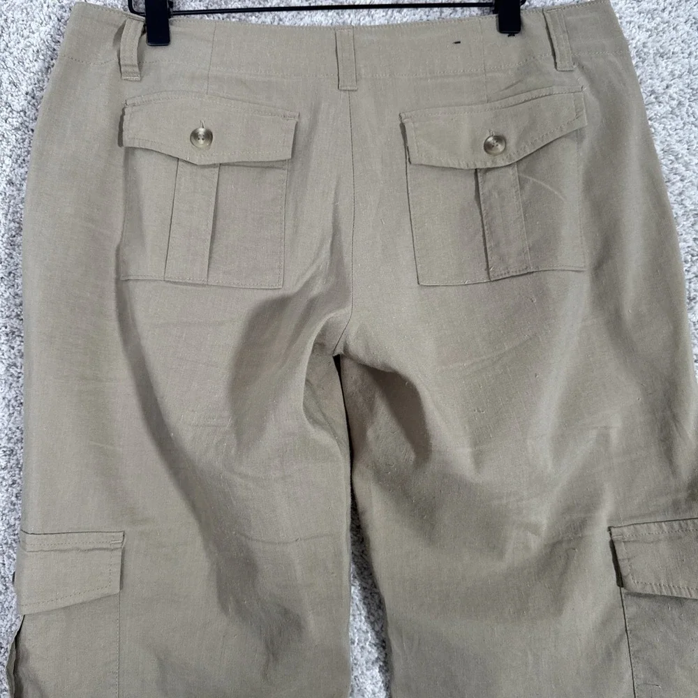 Banana Republic Linen Cargo Pants Womens 10 Tan‎ Convertible Hiking Beachy Comfy